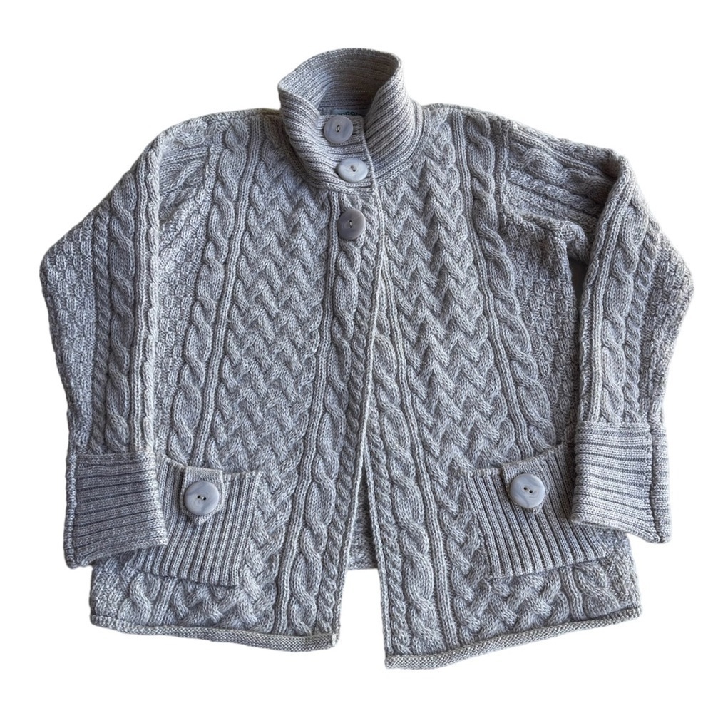 Aran Crafts Tan Fisherman’s Merino Wool Cardigan US M